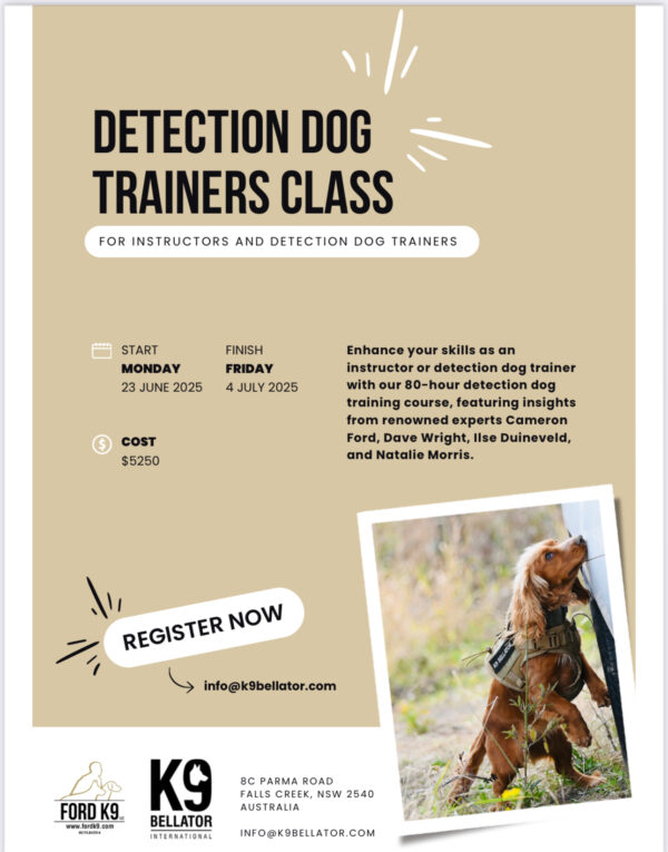 Falls Creek, NSW Austrailia Detection Dog Trainers Class June 23 - July 5, 2025